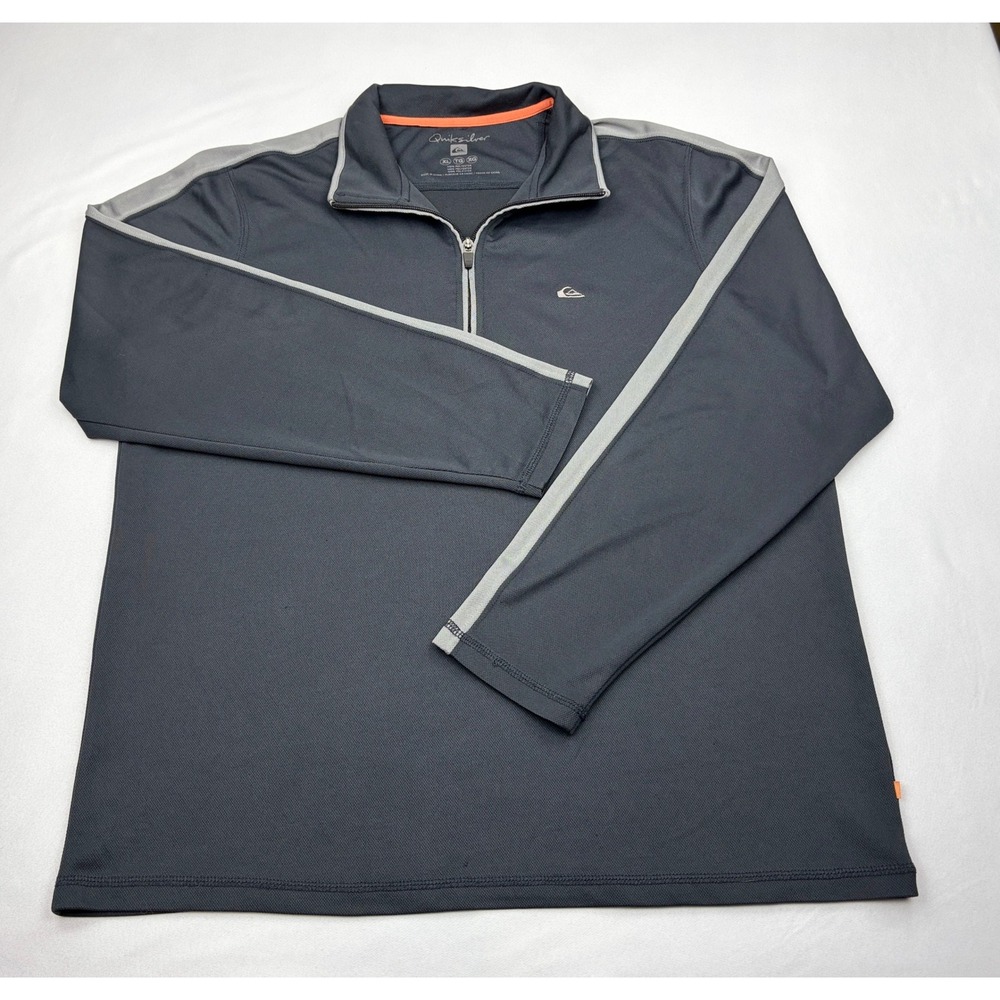 Quiksilver Mens XL Quarter Zip Pullover Gray Stripe Long Sleeve Performance Top